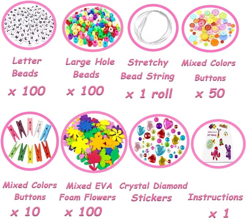 VLUSSO 3000Pcs Arts and Crafts Supplies for Kids Girls 8-12 Craft Kit with Pipe Cleaners Beads Crafts for Kids DIY School Supplies Set Crafting Box for Girls Boys Age 4-6, 6-8, 8-12 Years Gifts - Image 4
